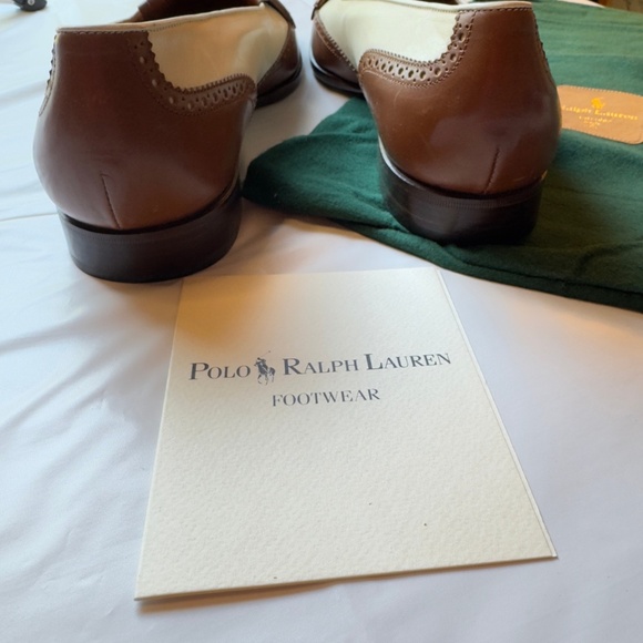 Men's Polo Ralph Lauren Brown and White Oxfords Loafers Size 11D Made in Italy - Picture 7 of 8